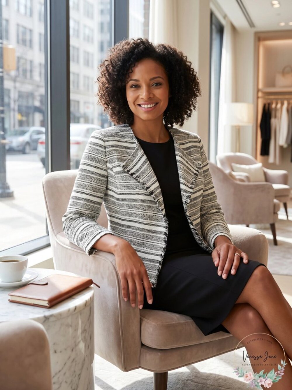 Kasper Stripe Tweed Jacquard Jacket